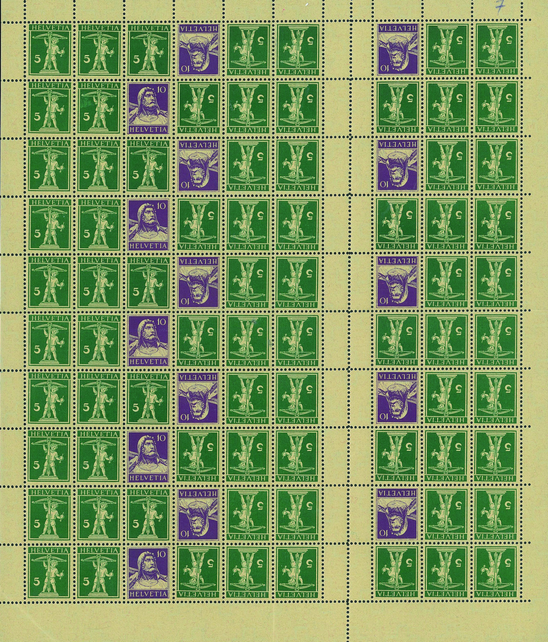 10 Rp rotviolett u. 5 Rp. olivgrün