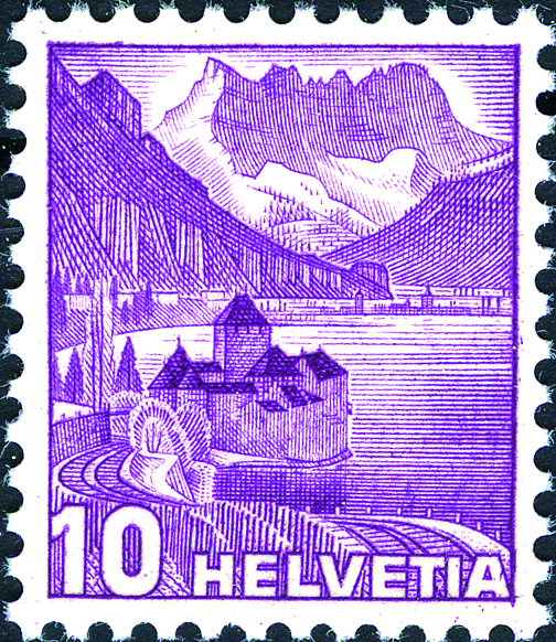 10 Rp. Schloss Chillon, nachgestochene Platte