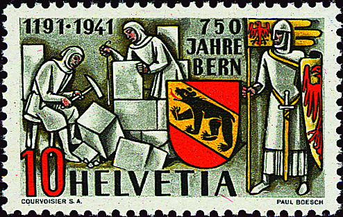 10 Rp. Berchtold, dunkelgrau-rot