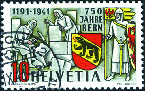10 Rp. Berchtold, dunkelgrau-rot
