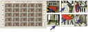 10 Rp. Berchtold, dunkelgrau-rot, &quot;Spinne auf dem Hammer&quot; (Kat.Nr. 253.2.01), &quot;helle Stelle im Wappen&quot; (253.2.02a), &quot;Strich im Wappen&quot; (253.2.02b), &quot;gesprungener Steinquader&quot; (253.2.05a), &quot;Punkt am Fuss des Herzogs&quot; (253.2.05c) und &quot;Strich in kleinsten Quader&quot; (253.2.06)