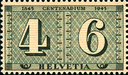 4 + 6 Rp. grauschwarz-orange, "Schwarzer Strich im Fusse der 6"