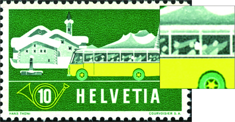 10 Rp. Alpenpost im Winter, "Blinder Passagier"