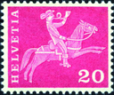 20 Rp. Postreiter, transparentes Papier mit Normalmarke