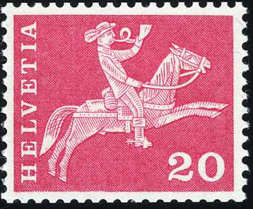 20 Rp. Postreiter, "Plattenabnützung"