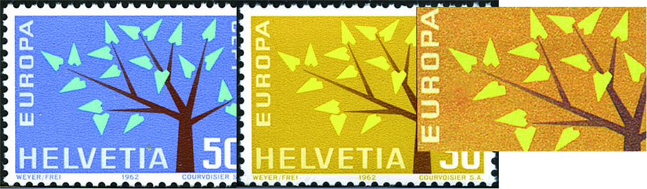 1962, Europa, 30 Rp. Stilisierter Baum mit "Kurzem Ast"