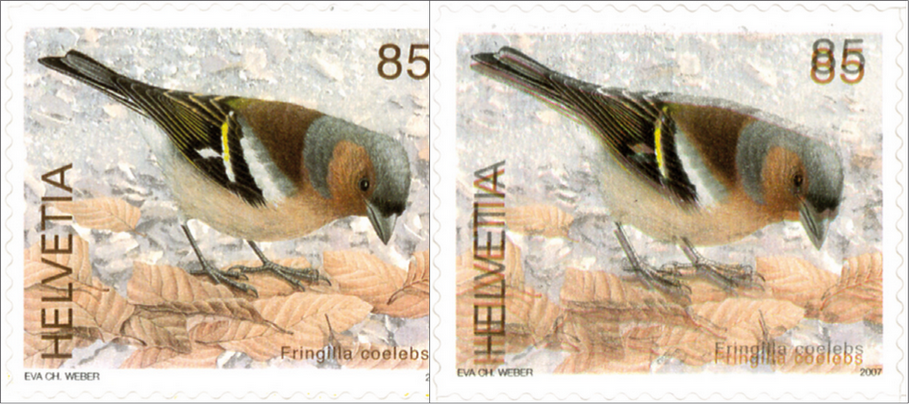 85 Rp. Buchfink, "Starke Druckverschiebung des ganzen Markenbildes"