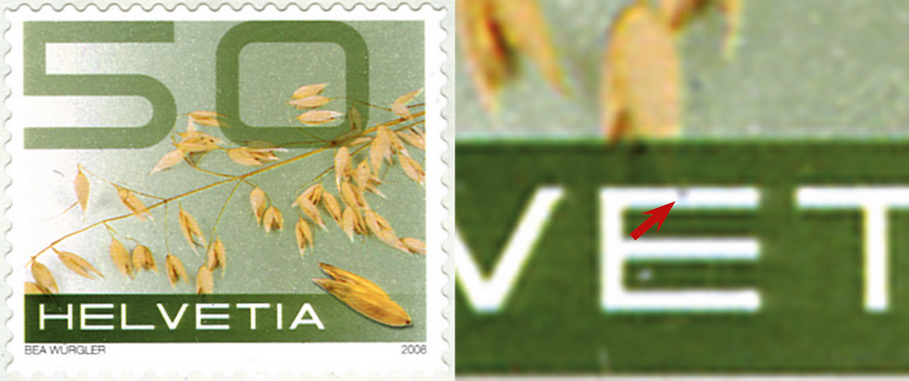 50 Rp. Hafer, "Fleck in E " von Helvetia