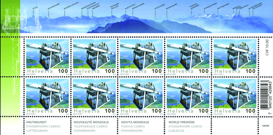 100 Rp. Weltneuheit Stanserhorn-Cabrio-Luftseilbahn