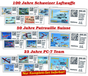 2014, 18 exkl. Schweizer WebStamps zu den Jubiläen "100 Jahre Schweizer Luftwaffe", "50 Jahre Patrouille Suisse" und "25 Jahre PC-7 Team"
