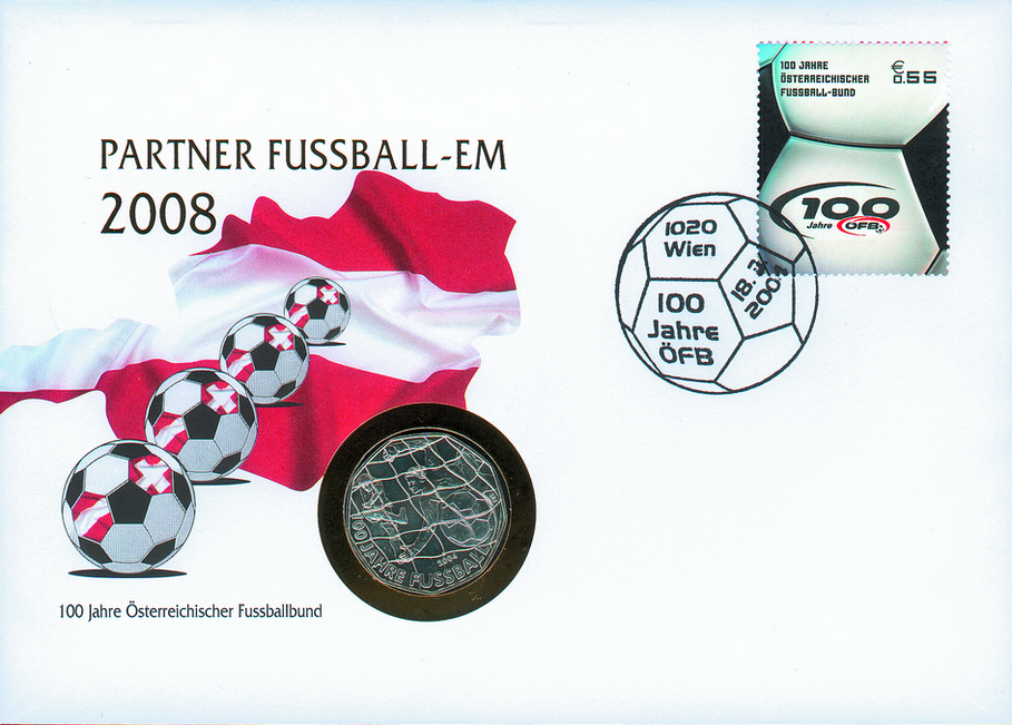 2004, Silber-Numisbeleg "100 Jahre Fussball Oesterreich"