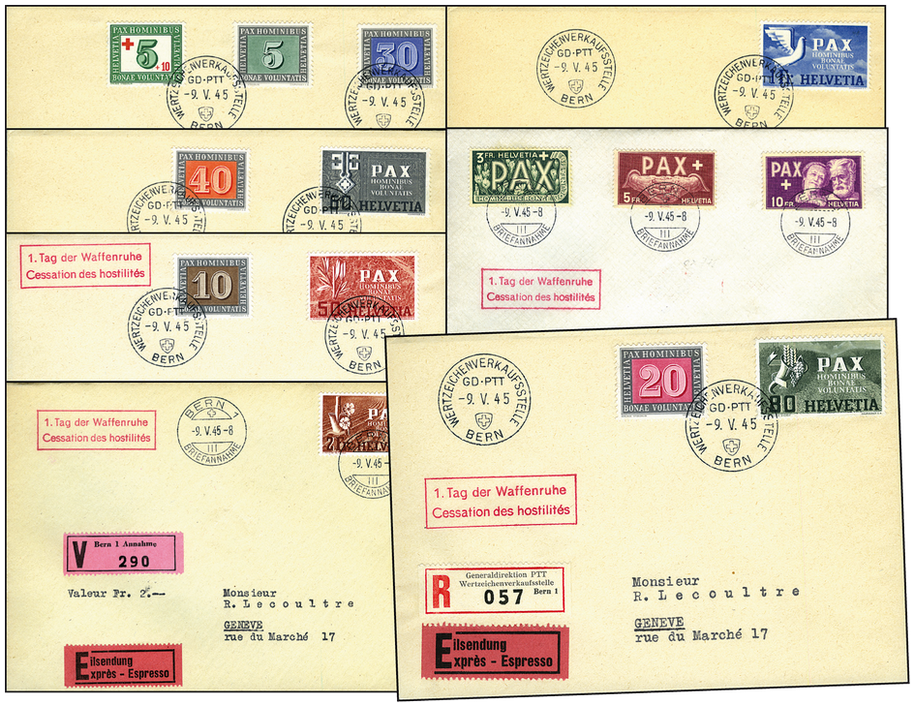 1945, Gedenkausgabe zum Waffenstillstand in Europa (Paxmarken)