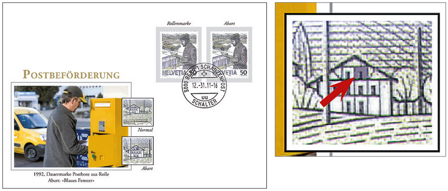 50 Rp. Postbote, "Blaues Fenster"
