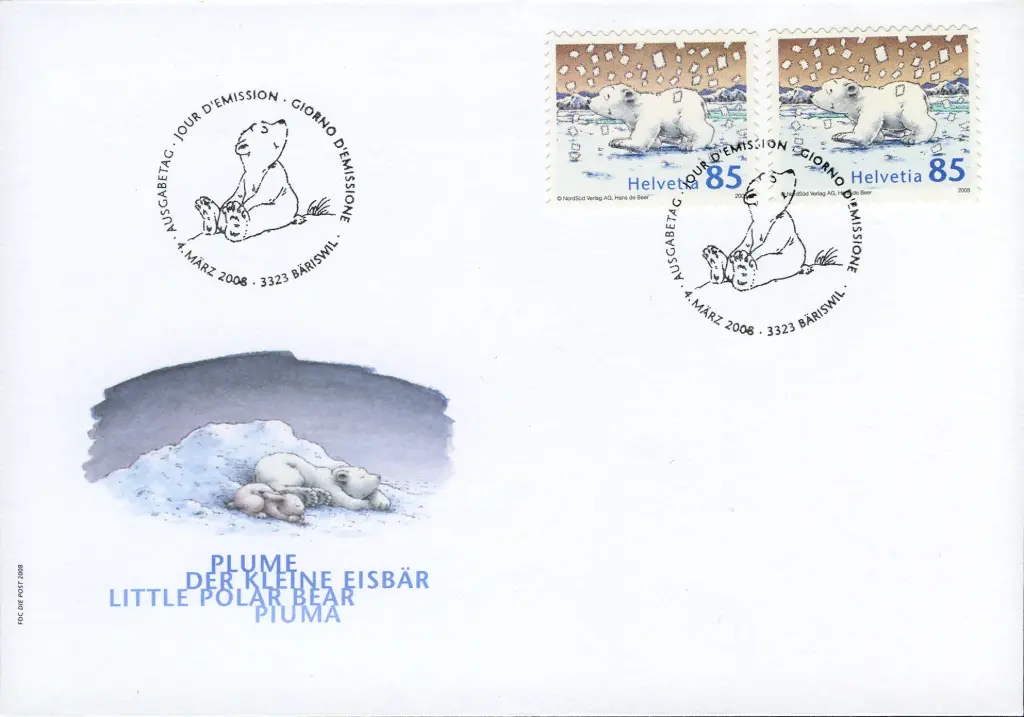 Sondermarken - Ausgabe "Der kleine Eisbär" Combo-Beleg.
