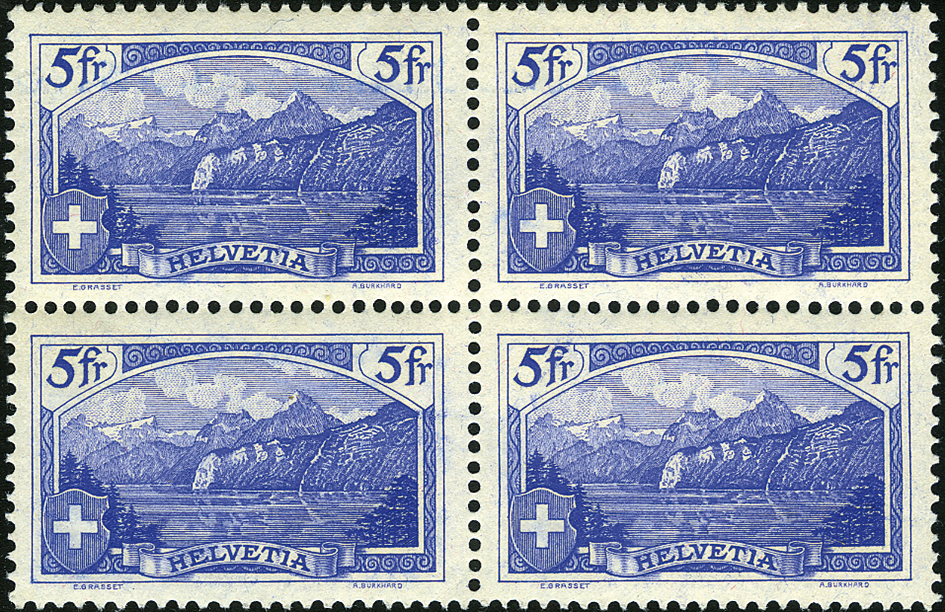 5 Fr. Rütli, ultramarin-matter Gummi