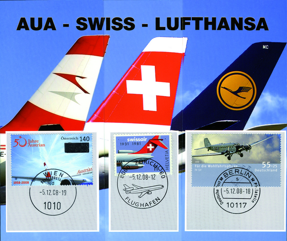 2008, Triple-Folder "Lufthansa - Swiss - AUA"