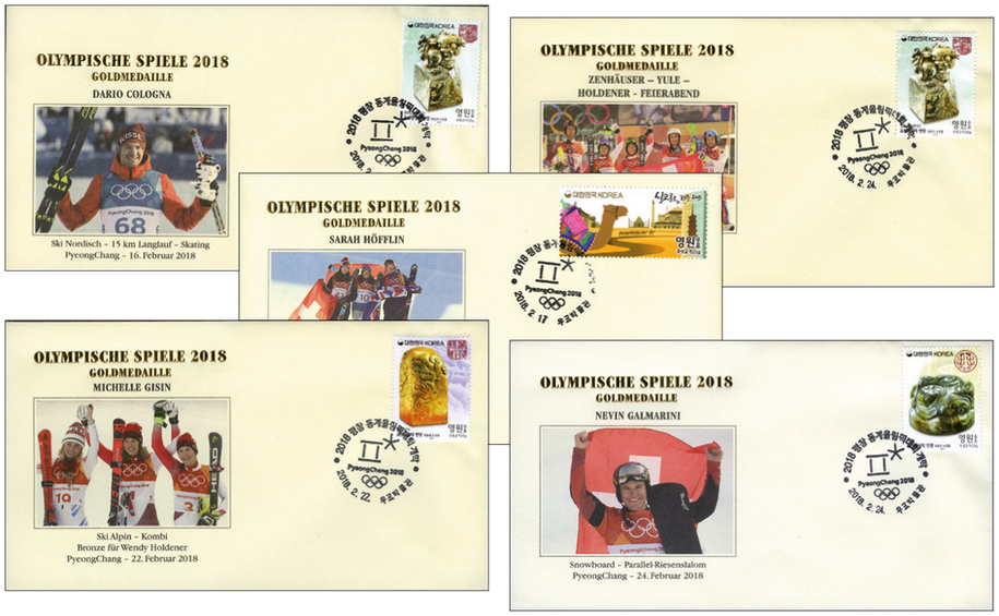 2018, 5 Belege Olympische Winterspiele, PyeongChang