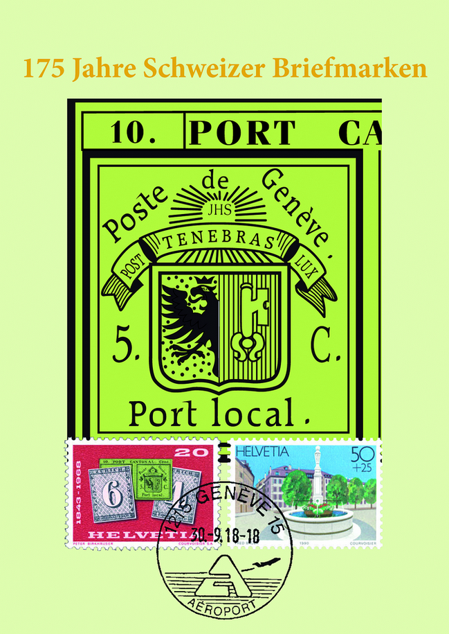 2018, 175 Jahre Schweizer Briefmarken, &quot;Halbe Doppelgenf - LINKS&quot;