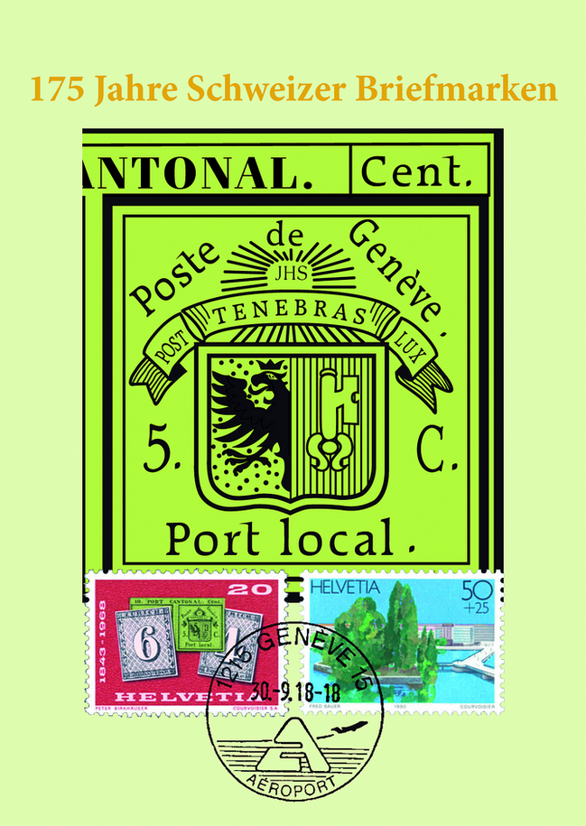 2018, 175 Jahre Schweizer Briefmarken, "Halbe Doppelgenf - RECHTS"