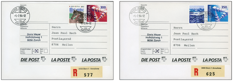 1994, Adress-Klebeetiketten-Typ 1+2, "Grösste Briefmarke der Schweiz"