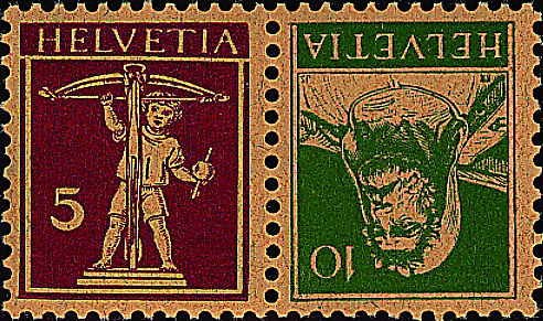 5+10 Rp. rotlila und grün