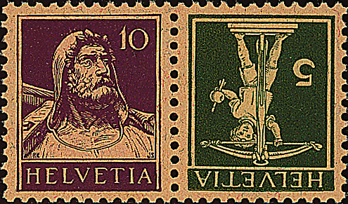 5+10 Rp. olivgrün und d'violett