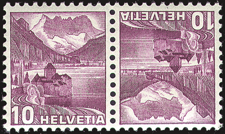 10+10 Rp. rotlila, nachgest. Platte