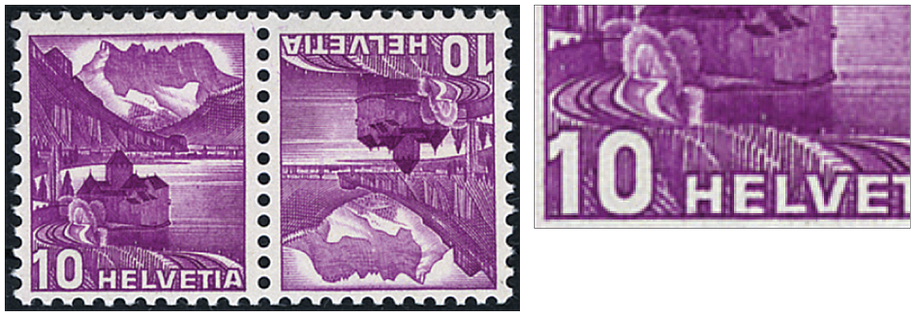 10+10 Rp. rotlila, "Doppelprägung"