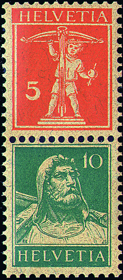 5+10 Rp. rotorange u. grün
