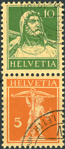 10+5 Rp. grün u. rotorange