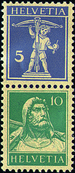 5+10 Rp. grauviolett und grün