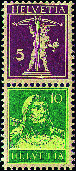 5+10 Rp. rotlila und blaugrün