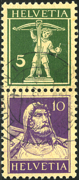 5+10 Rp. olivgrün und d'violett