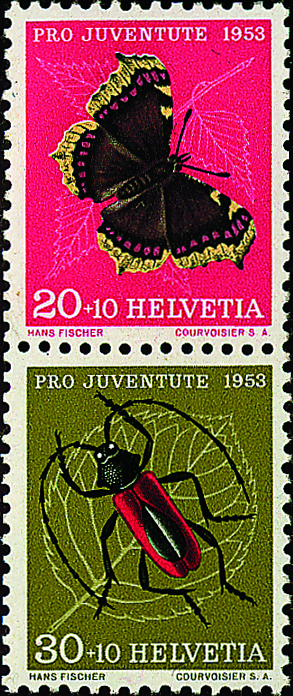 20+30 Rp. +Zuschlag, Trauermantel, Purpur-Bockkäfer