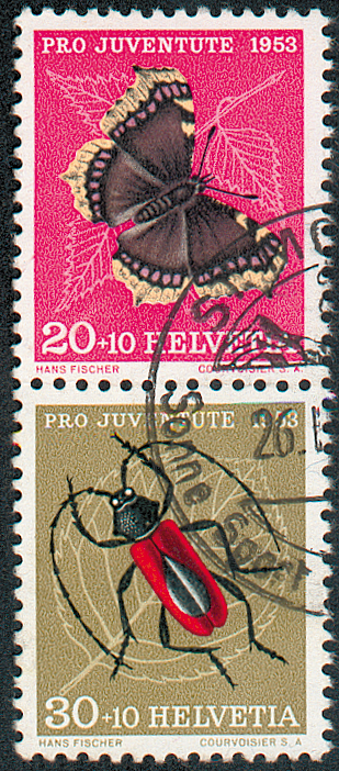 20+30 Rp. +Zuschlag, Trauermantel, Purpur-Bockkäfer