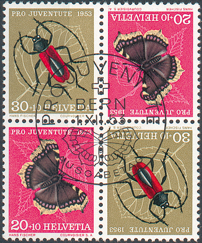 30+20 Rp. +Zuschlag, Purpur-Bockkäfer, Trauermantel