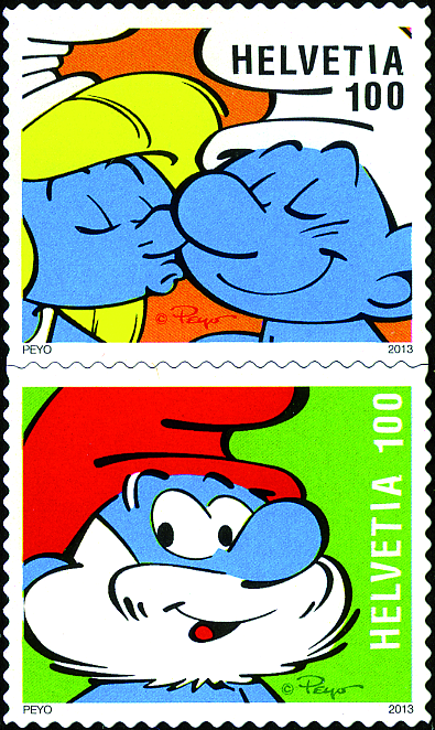 100+100 Rp. Kuss und Papa Schlumpf