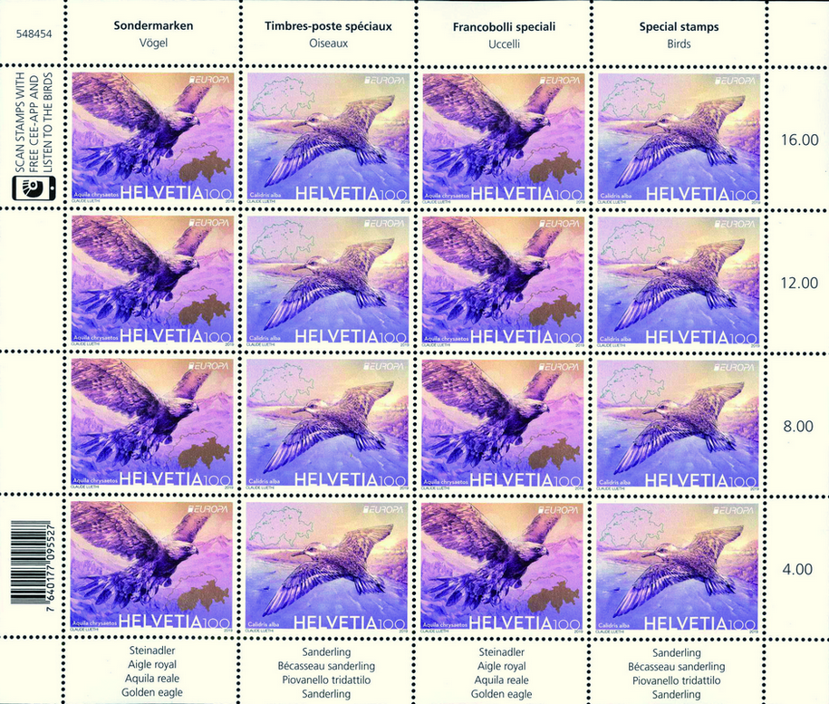 2019, Europa-Vögel, gelbes Papier