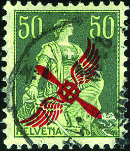 50 Rp. Helvetia mit Schwert, dunkelgrün-hellgrün