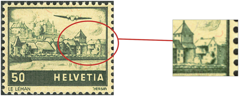 50 Rp. Genfersee, "Weisses Dach des äussersten rechten Hauses"