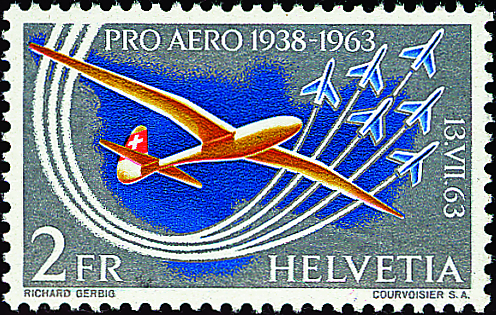 2 Fr. silber, blau, organgegelb, rot