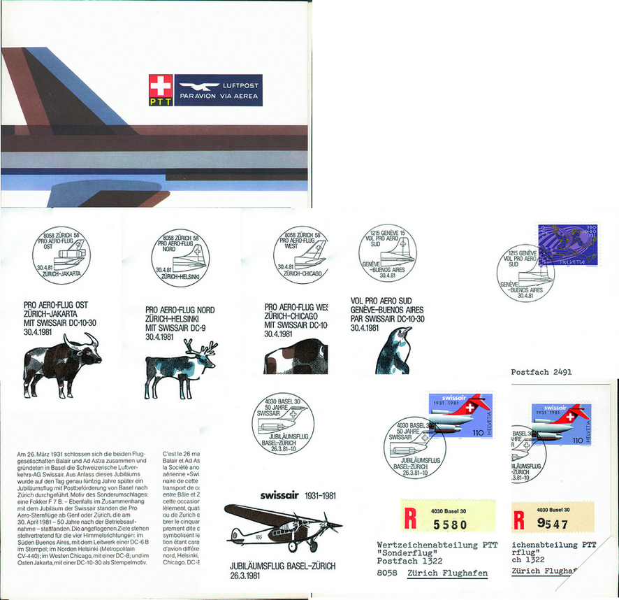1931-81, 50 Jahre SWISSAIR, Jubiläumsflüge