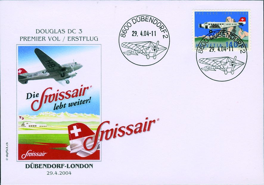 2004, Swissair Erstflug: Dübendorf - London