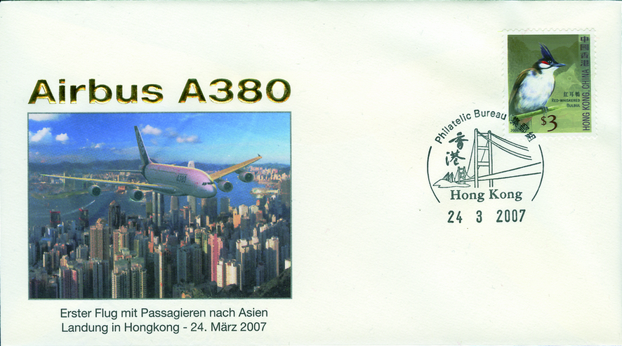 2007, A380 Probeflug von Frankfurt nach Hongkong