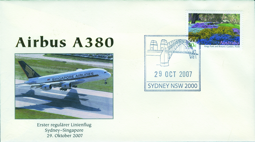 2007, Erster regulärer Linienflug A380 Sydney - Singapore