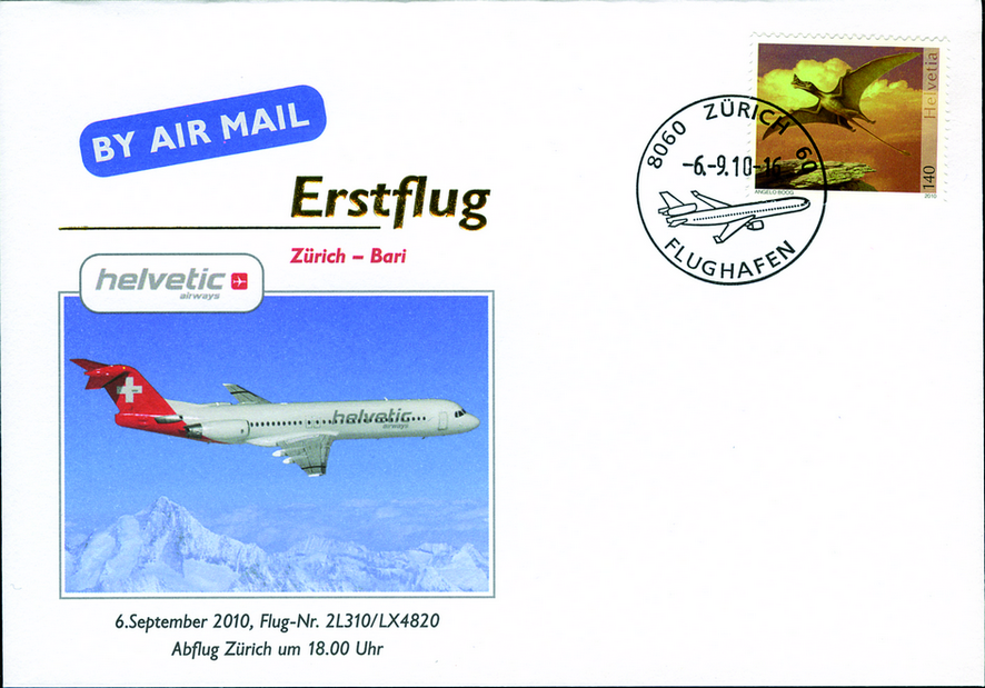2010, Offizieller Erstflug Helvetic Airways Zürich - Bari
