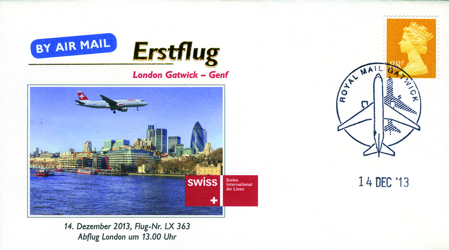 2013, Erstflug Swiss Airlines London Gatwick-Genf