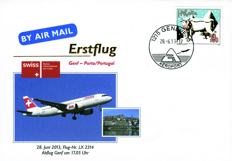 2013, Erstflug Swiss Airlines Genf-Porto-Portugal