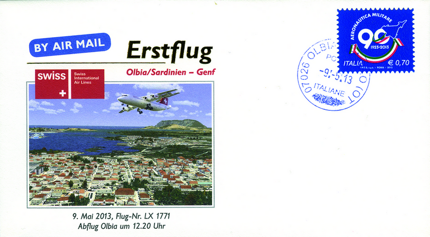 2013, Erstflug Swiss Airlines Olbia-Sardinien-Genf