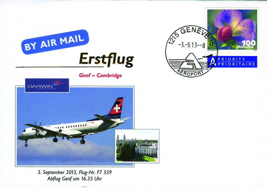2013, Erstflug Darwin Airlines Genf-Cambrige